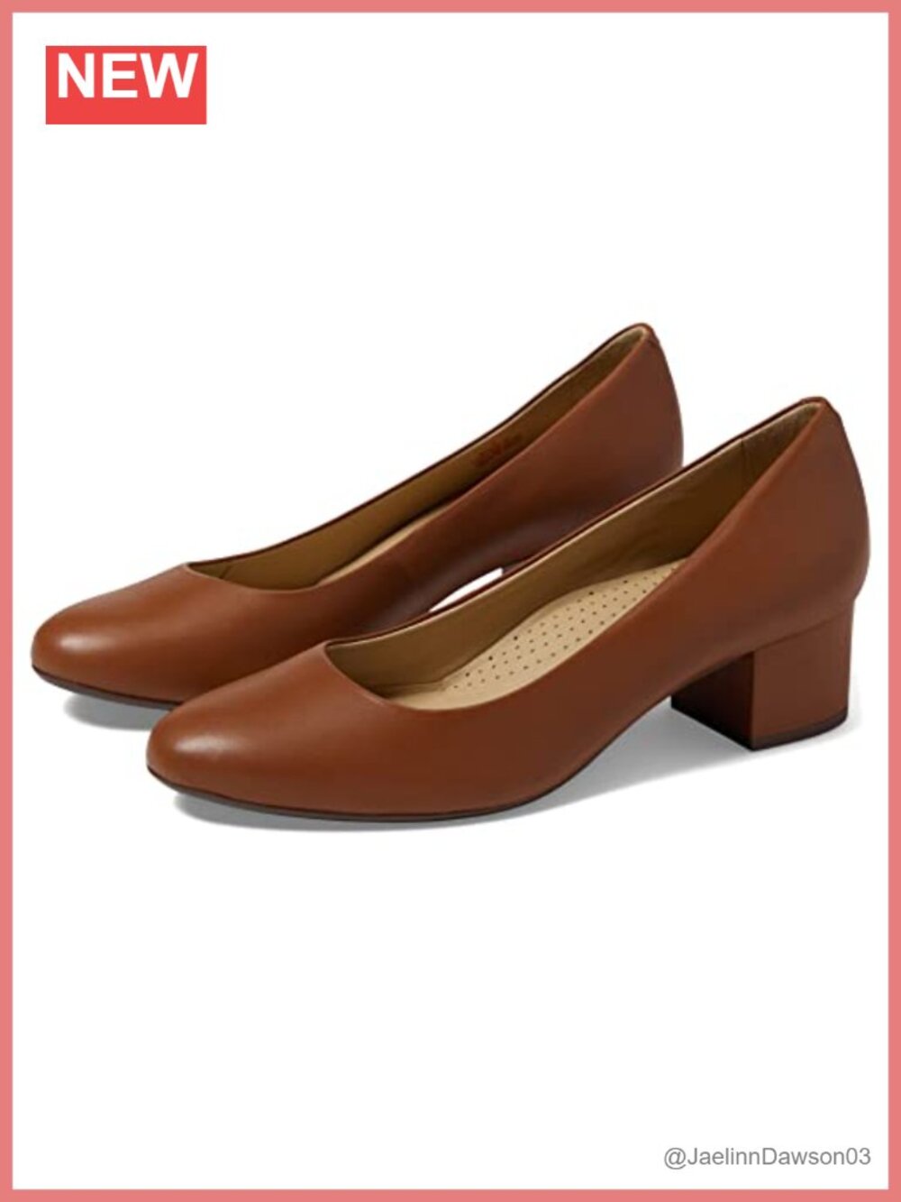 Leather Almond Toe Block Heel Pumps Comfort Arch Support Slip On